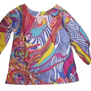 Baby Nay Toddler Girls 2T Multicolor Psychedelic Abstract Floral Cotton Top